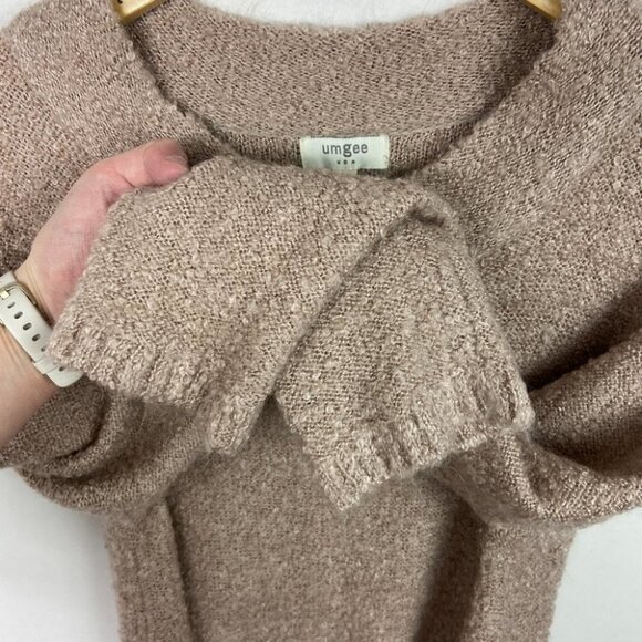 Umgee Chunky Knit Tunic Sweater Tan Beige Size Large High Neck Cozy Soft Long L - Picture 6 of 15